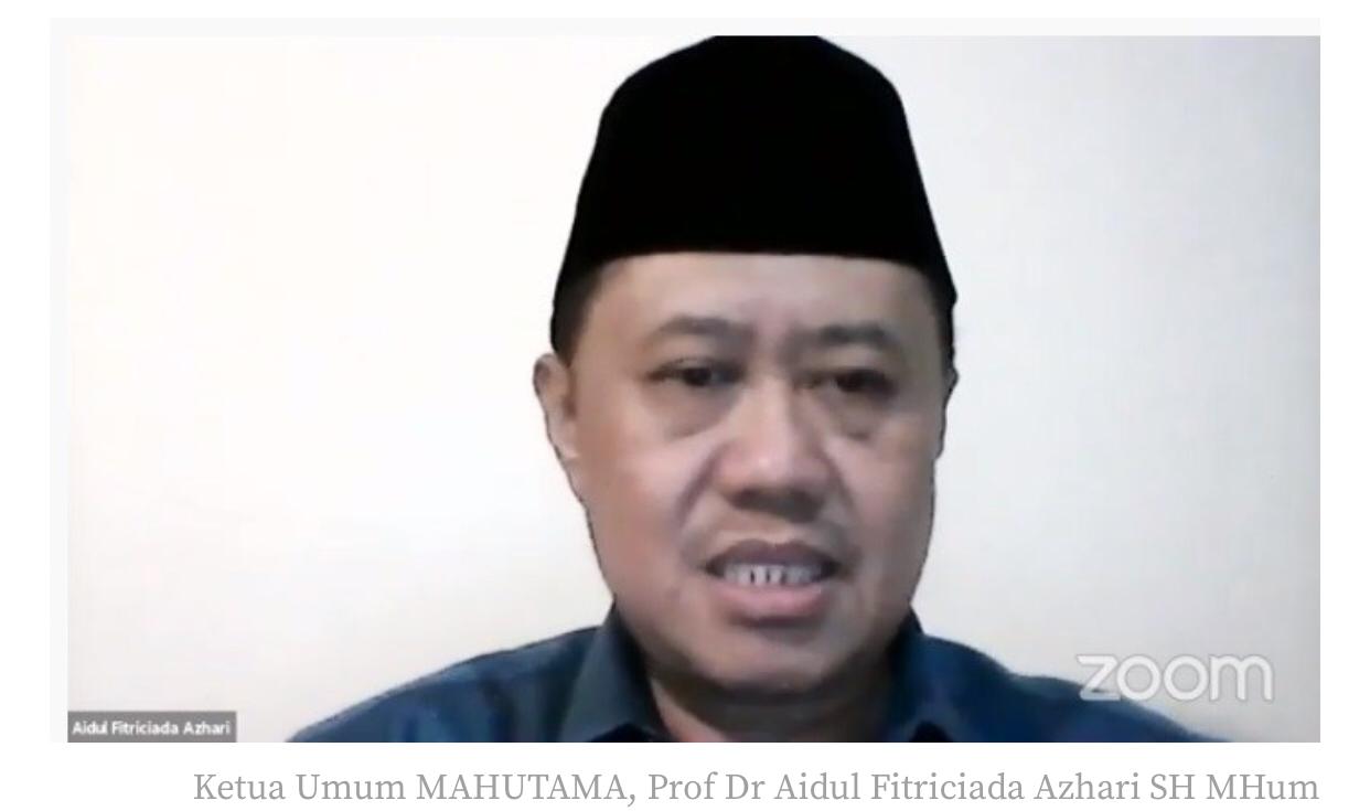 Zoom Meeting, Ketua Umum MAHUTAMA Aidul Fitriciada Azhari foto. istimewa