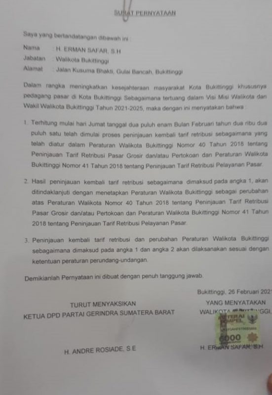 Surat pernyataan yang belum ditanda tangani. doc. ist