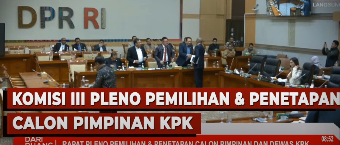 Tahapan Voting untuk Pimpinan dan Dewas KPK courtesy TV Parlemen